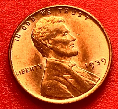 1939-P Lincoln Wheat Cent Penny GEM RED BU From an Original Bank Roll