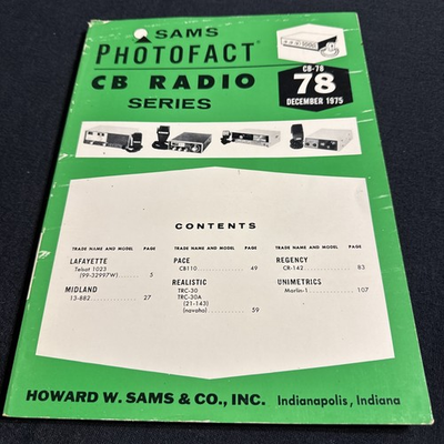 #ad SAMS Photofact CB Radio Series Manual CB 78 December 1975 $5.99
