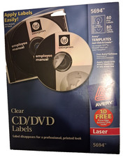 1 PKG Clear CD/DVD Laser Labels 5694; 40 Disk,80 Spine,10 Bizcrd FREE SHIPPING 