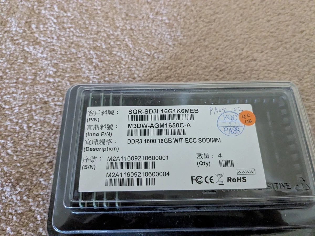 64 GB Total Capacity DDR3 SDRAM Computer Memory (RAM) 204 Pins for