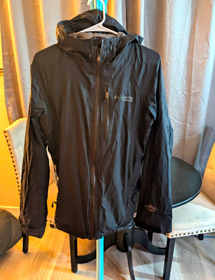 Columbia Titanium Men's Omni-Tech Hooded Rain Coat Jacket Black Size S Zip