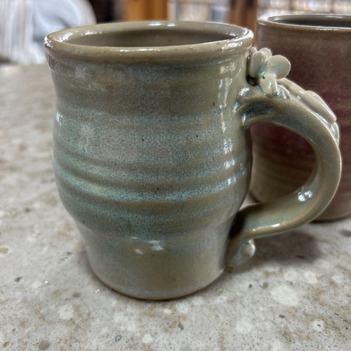2 Vintage Studio Art Pottery Coffee Mugs Cups Mice Mouse Handle Signed Paldino - Picture 2 of 17