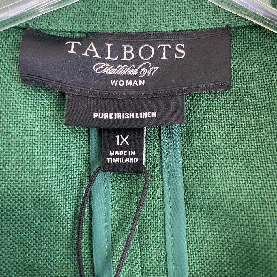 NWT Talbots Open Jacket Blazer Sz 1X Green 100% Irish Linen Lagenlook Office - Image 4 of 4