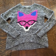 REWIND Charming Fox Sweater S Marled Gray Acr...