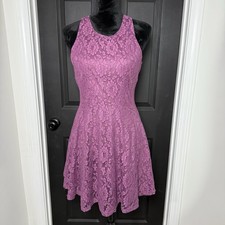 Altar’d State Womens Lace Overlay Racerback Mini Skater Dress Purple Size Small