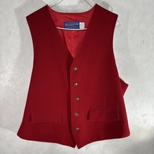 Made In USA Pendelton Red 100 Wool Vest Size 44
