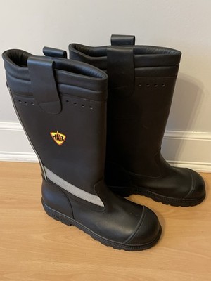 Haix Size 8M Black Leather Fire Hunter Steel Toe Firefighter Safety Work Boots 