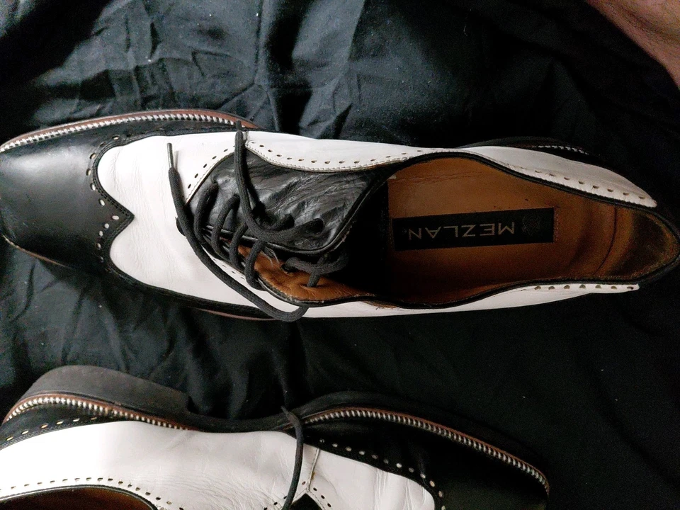 Mezlan Hombre Oxford Cuero Negro Y Blanco Talla 13 Foto 2 de 4