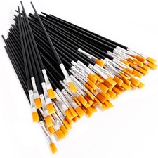 30Pcs Paint Brushes for Acrylics Painting Kids Paintbrushes Flat Small, Black
