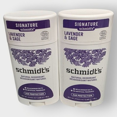 2-Pack Schmidt s Aluminum Free Natural Deodorant Lavender and Sage FREE SHIPPING