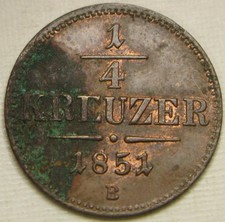 AUSTRIA 1/4 Kreuzer 1851 B - Copper - Franz Joseph I. - XF+ - 751 *