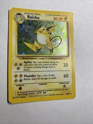 🔥 Raichu 14/102 🔥 Original Holo Rare Base Set Pokemon Card