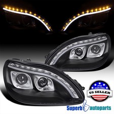 Fits 1998-2006 Mercedes Benz W220 S320 S420 Projector Black Headlights Led Strip