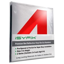 Reflective Red Vinyl Numbers Stickers   5 Inch Self Adhesive 2 Sets - Premiu...