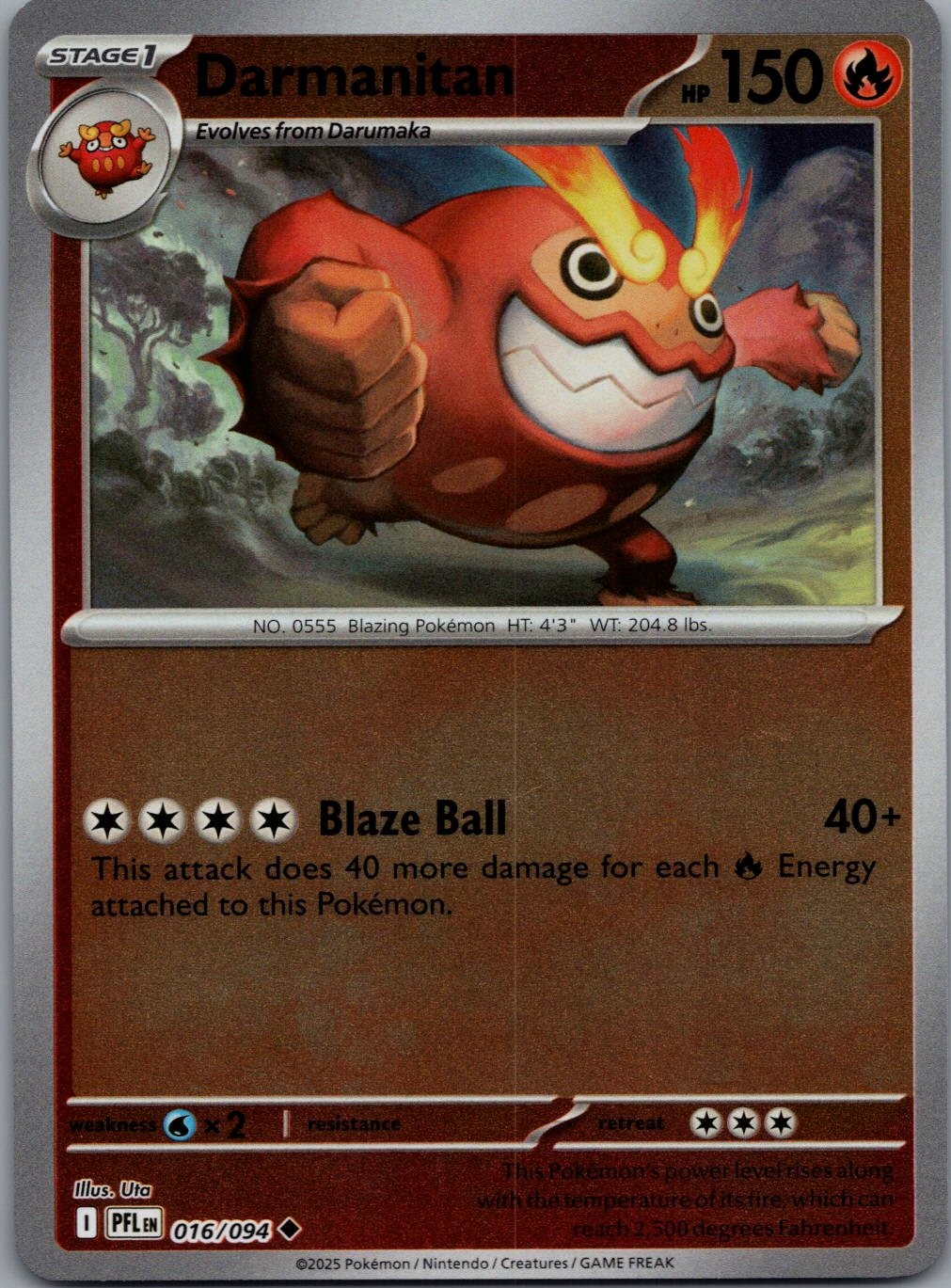 Darmanitan 016/094 UC Phantasmal Flames Pokemon Reverse Holo Near Mint
