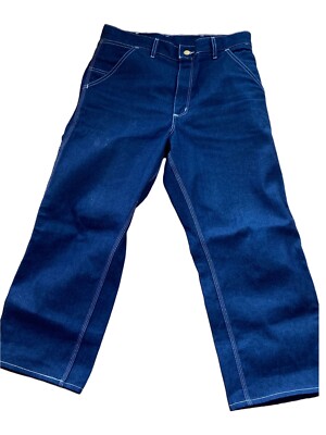 Carhartt Carpenter Jeans Blue Denim Painters Pants Size 34x30 | eBay