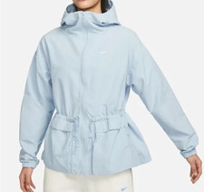 Nike Women's LT Blue Everything Wovens Oversized Hooded Jacket FN3669-440 L