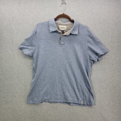 Flag & Anthem shirt mens large Striped Gray Grey Blue Soft Polo