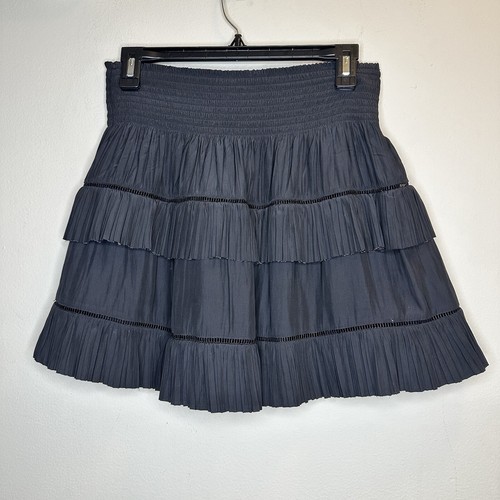 Ramy Brook Women’s Black Elastic Waist Lined Pleated Ruffles Mini Skirt Size M - Picture 2 of 8