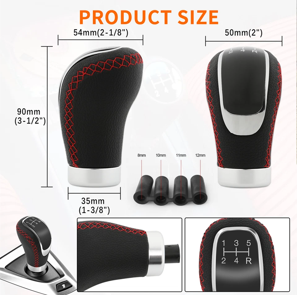 Perilla de cambio de marchas manual de cuero PU de 5/6 velocidades R para Mercedes Benz Foto 3 de 4