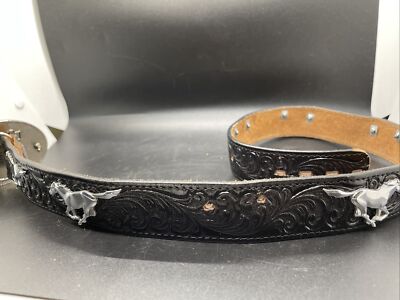 Justin Top Grain Cowhide Leather Belt Silver Like Stallions Horses