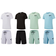 New Mens T Shirt Shorts Set Cargo Utility Cotton Tracksuit Summer