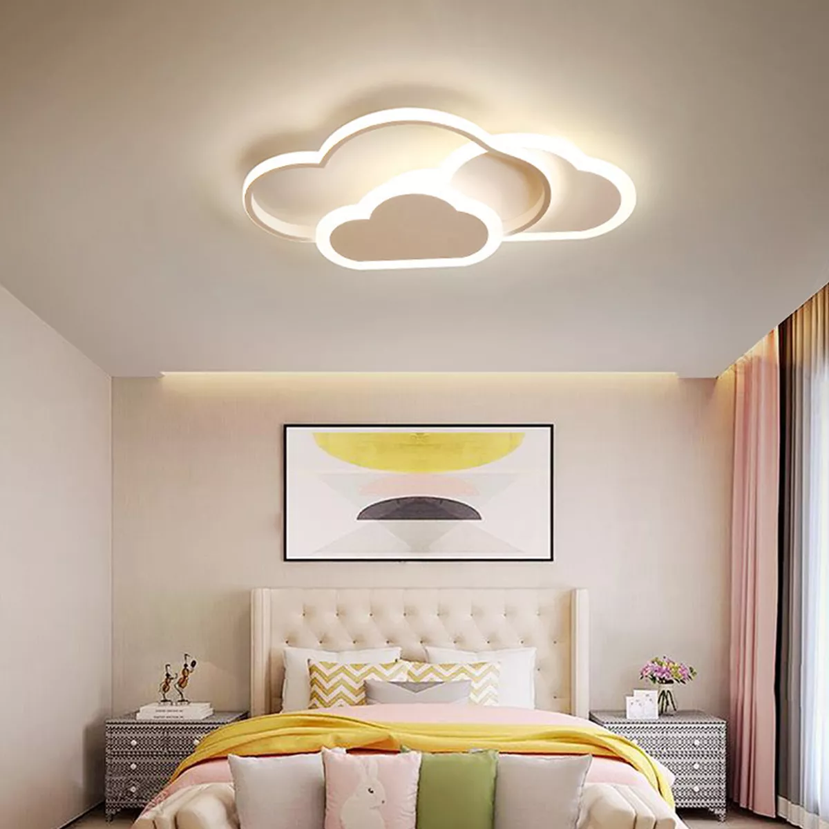 Modern Clouds LED Ceiling Light Fixture Chandelier Lamp Kids Bedroom Decor  42W