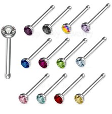 2pcs. 18G 2mm Press Fit Gem Top 316L Surgical Steel Nose Bone Nose Ring Stud