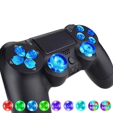 7 Colors DTF LED Kit Luminated D-pad Thumbsticks Face Buttons for PS4 Controller