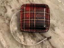 NWT Patricia Nash Righello Measuring Tape-Leather-RED TARTAN PLAID