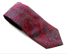 OSCAR DE LA RENTA STUDIO  Neck Tie RED Abstract Squiggles Circles Necktie  Vtg
