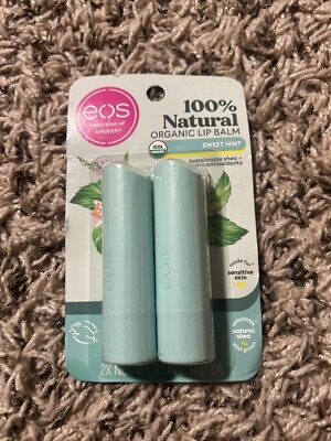 Eos Organic Lip Balm-Sweet Mint Twin Pack .14oz Each