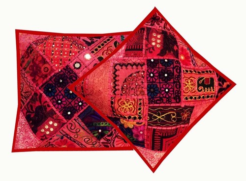 16"-2 HAND CRAFTED BANJARA TRIBAL FOLK MIRROR THROW FLOOR CUSHION PILLOWS COVERS