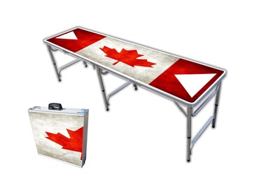 PARTYPONG 8-Foot Beer Pong Table - Oh Canada Graphic