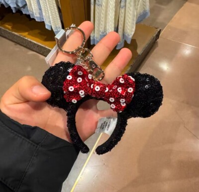 Disney authentic 2024 minnie mouse ear headband mini keychain