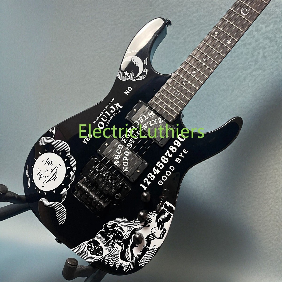 ESP Ouija Black Solid Body Electric Guitar with Moon and