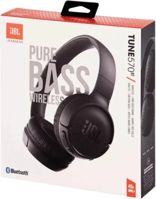 NEW JBL Tune 570BT Wireless Bluetooth Stereo On-Ear Headphones with Mic - Black