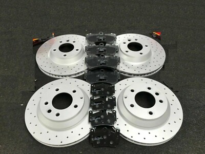 FOR BMW E60 530D 530 FRONT & REAR DRILLED BRAKE DISCS & MINTEX PADS + SENSORS
