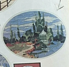 NIP Vtg 70s Oval Crewel Kit, 9x12" Special Edition "A Touch of Spring" Artcraft