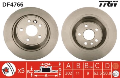 2 x TRW DF4766 Bremsscheibe für FORD,FORD (CHANGAN),FORD AUSTRALIA,LAND ROVER,LA