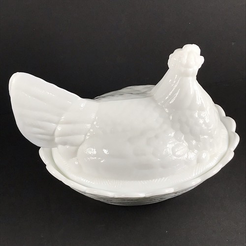 MILK GLASS 8” Hen on Nest w/Scalloped Rim Base VNTG No. 5182 MI by Fenton - Picture 2 of 12