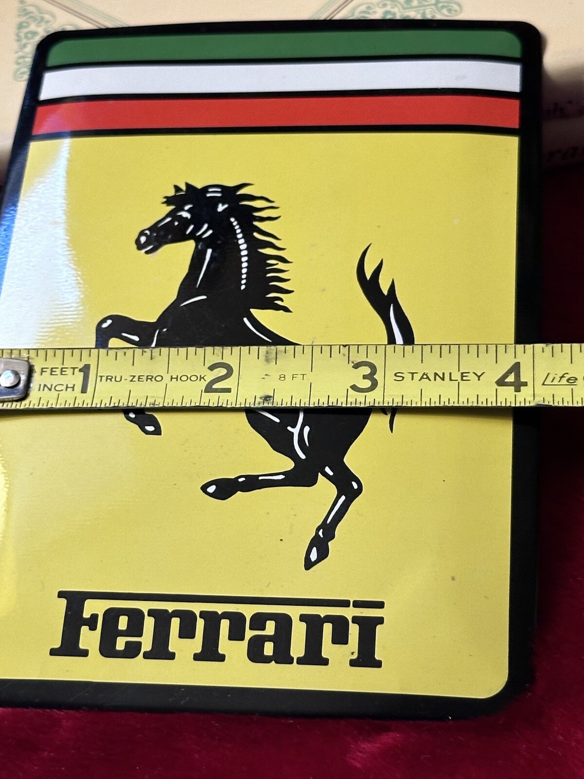 Vintage metal plaque Ferrari Logo Yellow Rare