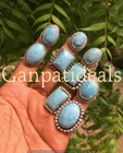 Larimar Gemstone 5pcs Wholesale Lot 925 Sterling Silver Plated Rings