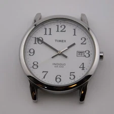 Timex Indiglo Silver Tone Case Quartz Analog Men's Watch New Battery