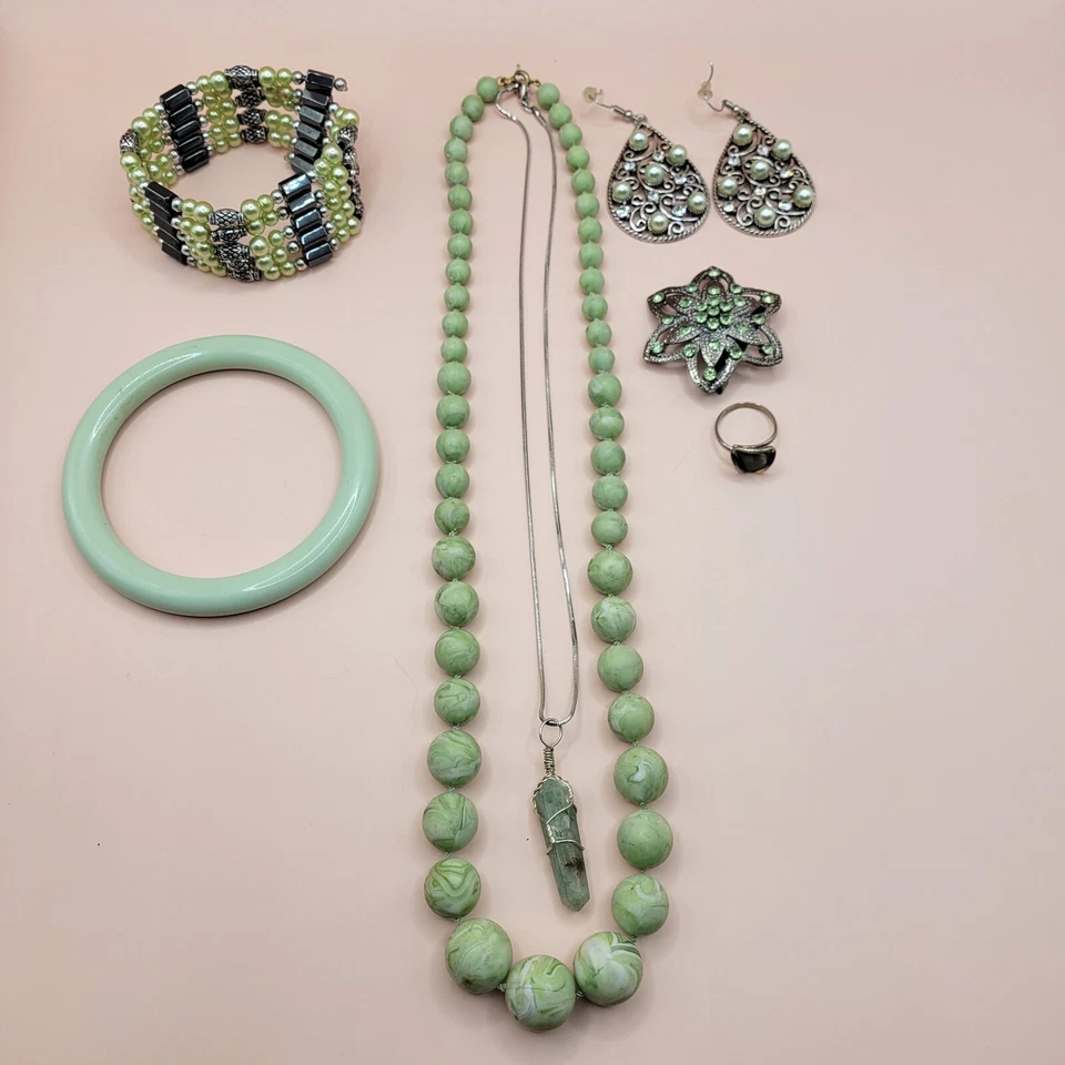 Juego de 7 joyas mixtas verde menta a juego LEER DESCRIPCIÓN Foto 2 de 4