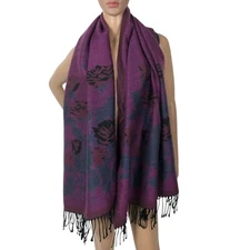 Floral Print Oversized Blanket Scarf Fringe Shawl Wrap Pashmina Boho Rave