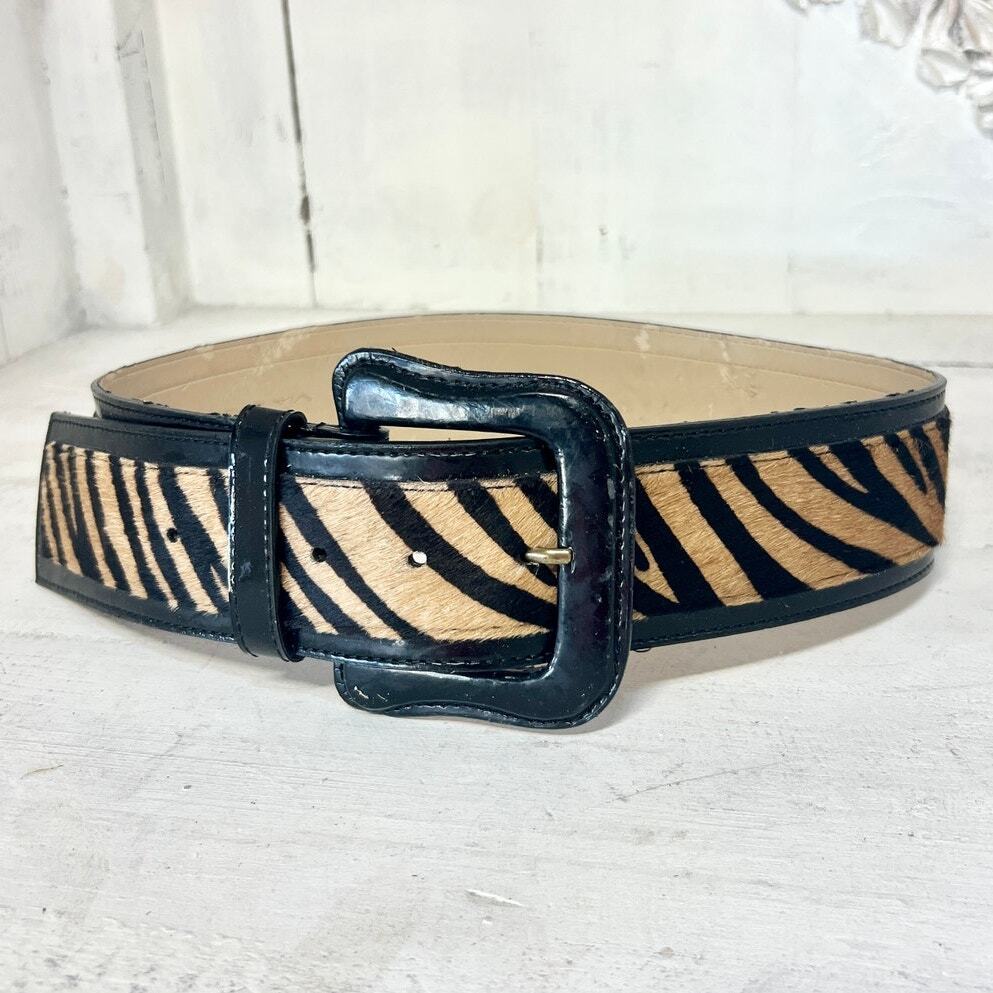 Via Spiga Genuine Leather Tiger Striped Adjustable Waist  display picture 1