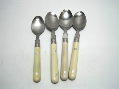 Set of 4 - Spoons WF Mardi Gras Soup Spoons Stainless Korea White