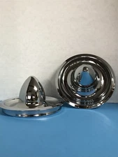 (2) BULLET STEEL CENTER CAPS FOR THE AMERICAN RACING SMOOTHIE WHEELS 7.5"OD