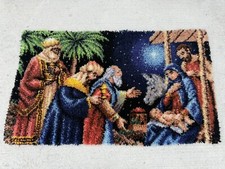 Herrschners First Noel Latch Hook Christmas Nativity Baby Jesus Yarn Rug